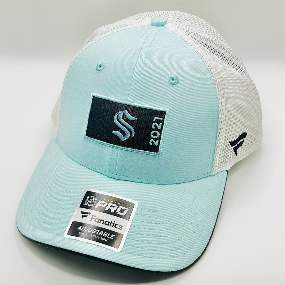 Seattle Kraken Fanatics 2021 Patch Authentic Pro Trucker Hat Cap Snapback NHL